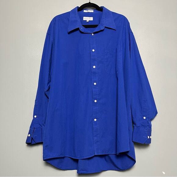 Vintage Christian Dior Men’s Button Down Dress Shirt Blue Size 18 34/35 - Picture 1 of 6